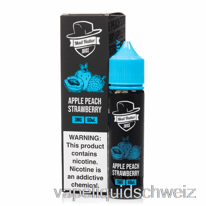 Apfel Pfirsich Erdbeere - Mad Hatter - 60ml 6mg Vape Ohne Nikotin